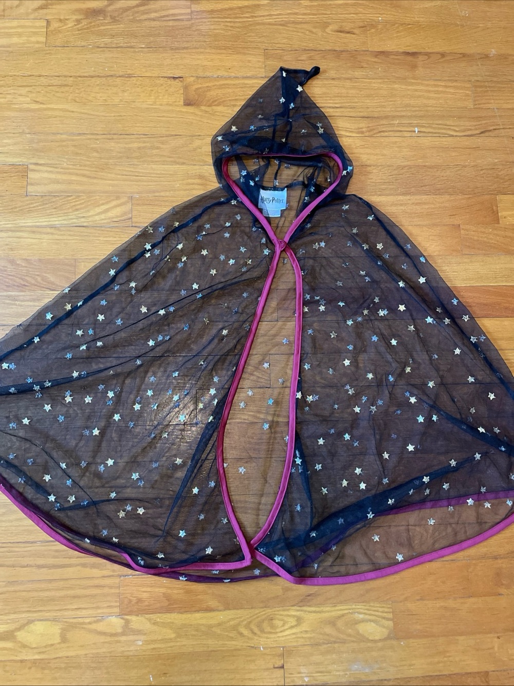 Harry Potter Invisibility Cloak Sheer Mesh Black Hooded Cape Kid’s 10/12